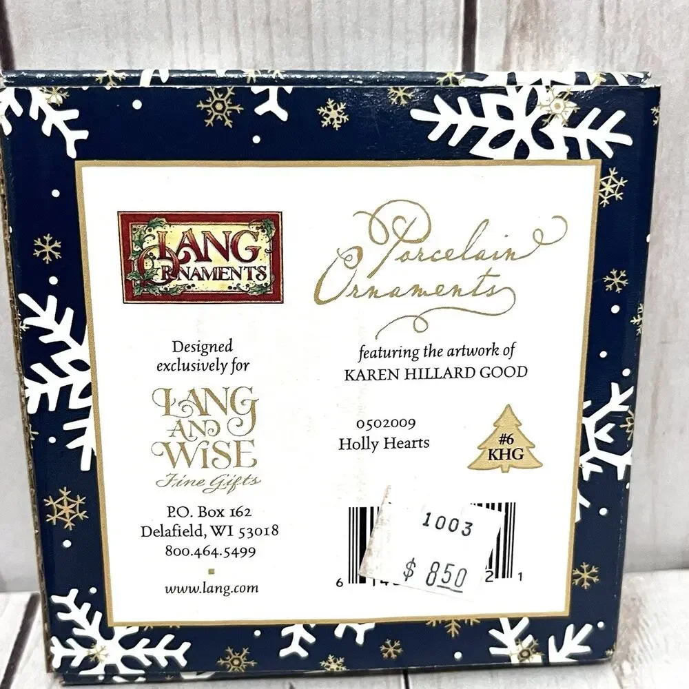 Lang Ornaments #6 Holly Hearts Karen Hilliard Good Americana Heart With Box
